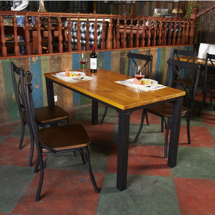 美式LOFT簡約西餐桌鐵藝復古實木咖啡廳餐桌椅會議桌長方形辦公桌工廠,批發,進口,代購