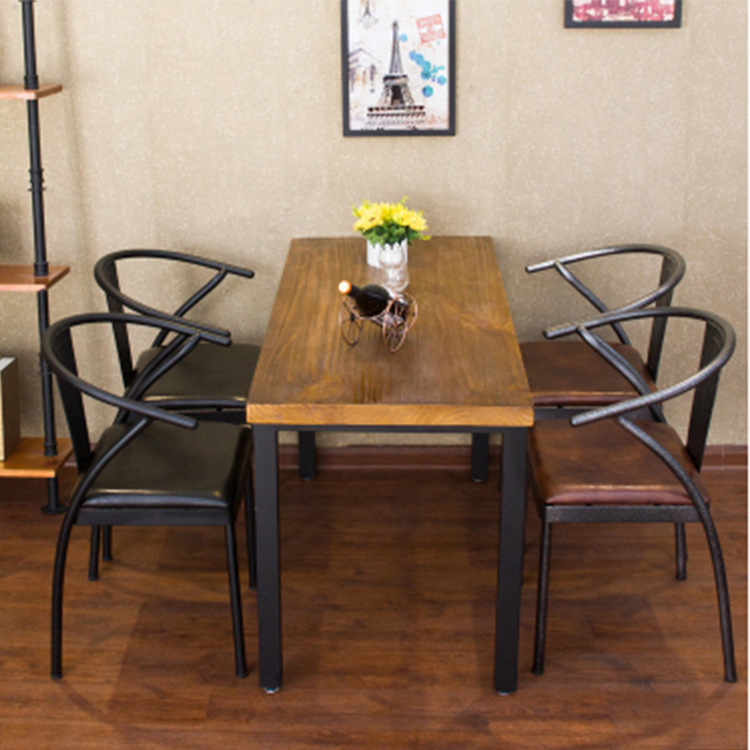 美式鄉村實木餐桌椅組合鐵藝自助餐廳西餐廳實用美觀餐桌餐椅定製工廠,批發,進口,代購