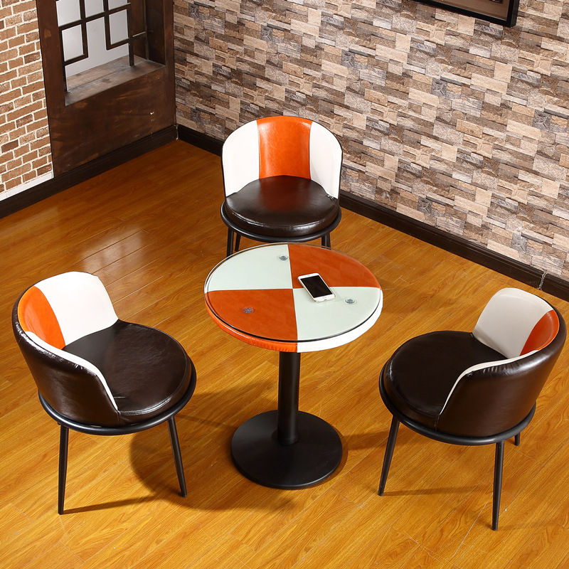 現代簡約風格圓型款 接待茶幾咖啡臺 休閒桌椅組合 一桌三椅套裝工廠,批發,進口,代購