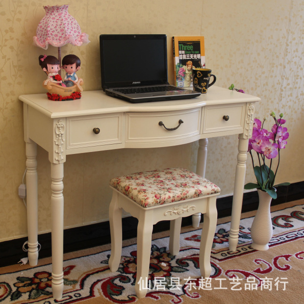 韓式浮雕花鄉村田園 象牙白色 三抽書桌 電腦桌 學習桌 寫字桌工廠,批發,進口,代購