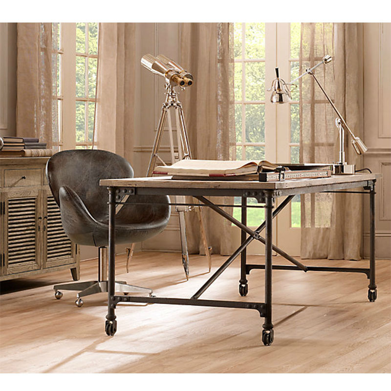 美式鄉村實木傢具做舊復古書桌書房電腦辦公桌創意可移動桌子定做工廠,批發,進口,代購
