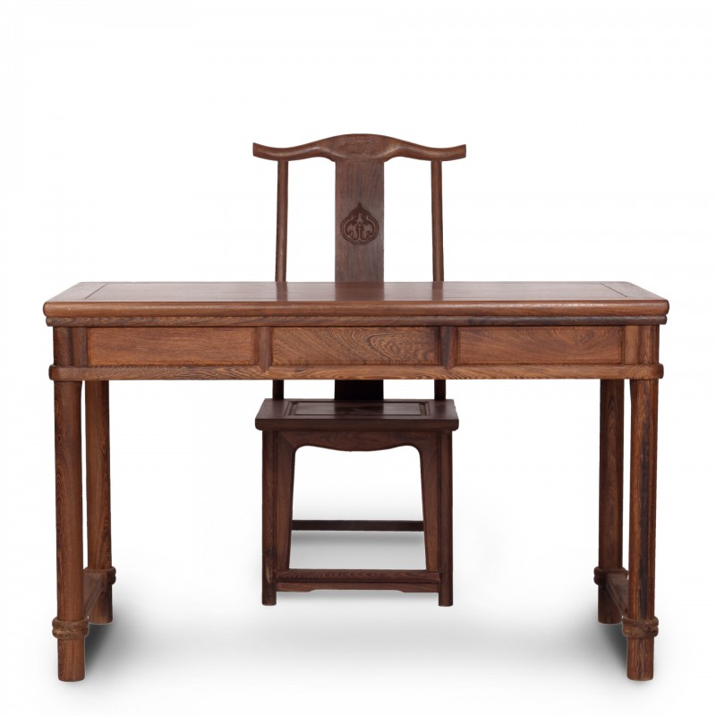 雞翅木書桌 中式仿古紅木1.28米學習桌二件套原木桌椅工廠,批發,進口,代購