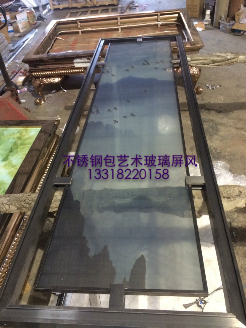 幕墻背景不銹鋼包藝術玻璃屏風隔斷工廠,批發,進口,代購