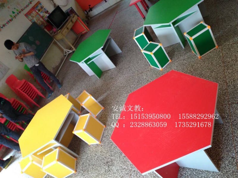 六人課桌凳   彩色六角桌    手工教室桌  多邊形桌批發・進口・工廠・代買・代購