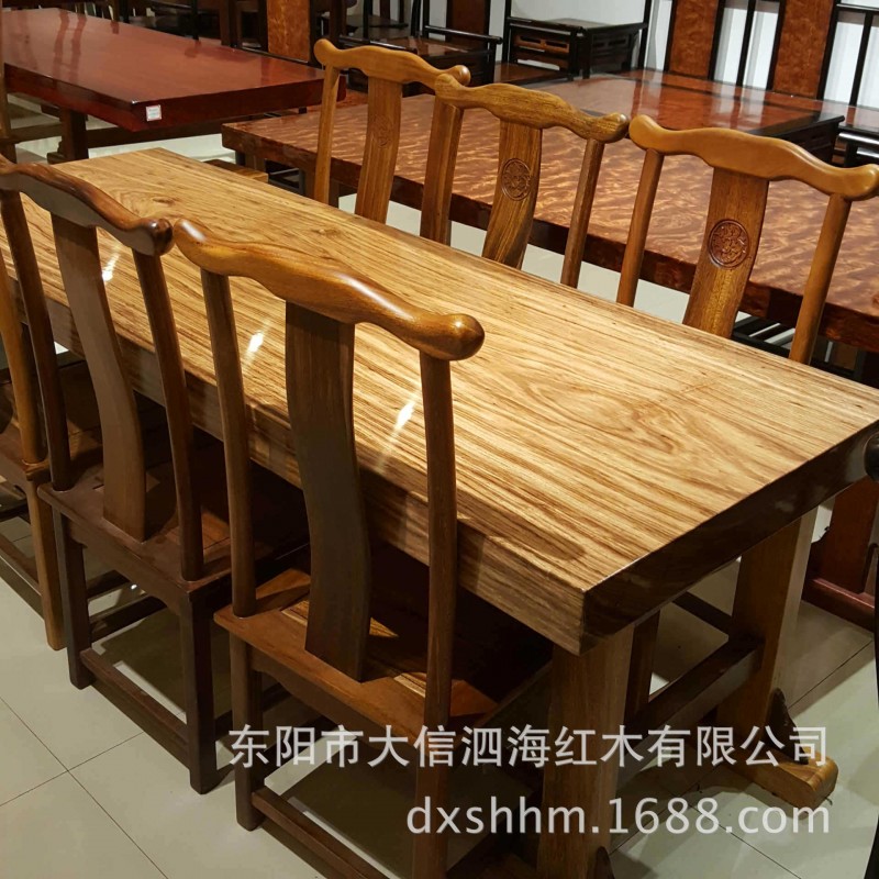 烏金木餐桌六件套 紅木實木 辦公桌 廠傢直銷WJ160404批發・進口・工廠・代買・代購