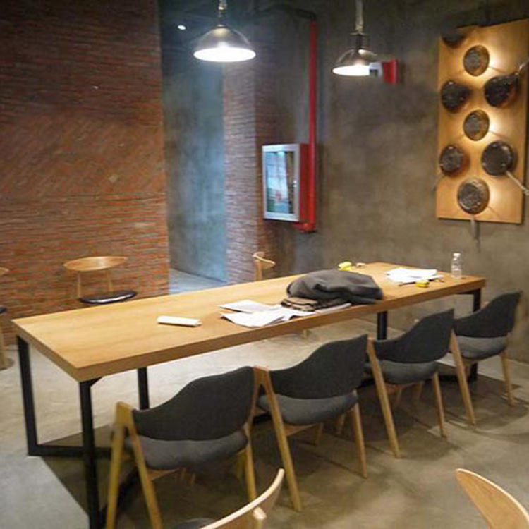 歐式新款復古實木鐵藝會議桌 工作室公司休閒傢用辦公桌可定製批發・進口・工廠・代買・代購