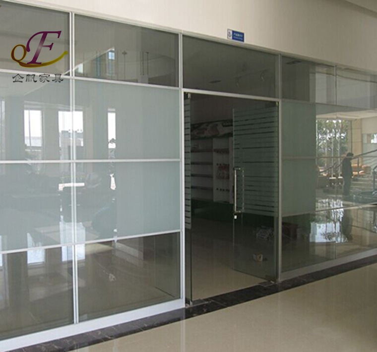 上海辦公室傢具高隔斷屏風鋁合金鋼化磨砂玻璃隔墻單玻貼膜高隔斷批發・進口・工廠・代買・代購