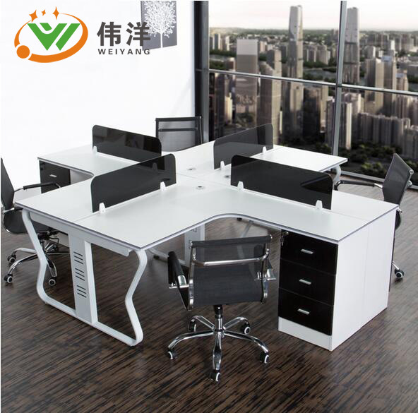 東莞辦公傢具L型轉角4人位組合職員辦公桌簡約現代鋼架辦公桌椅工廠,批發,進口,代購