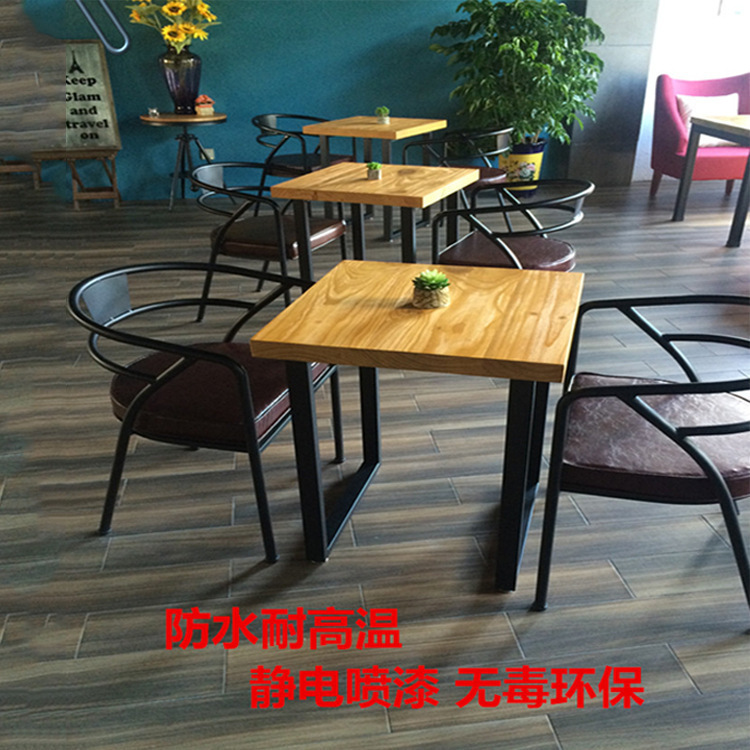 鐵藝實木復古咖啡廳餐桌椅組合 簡約奶茶甜品店休閒西餐廳桌椅工廠,批發,進口,代購