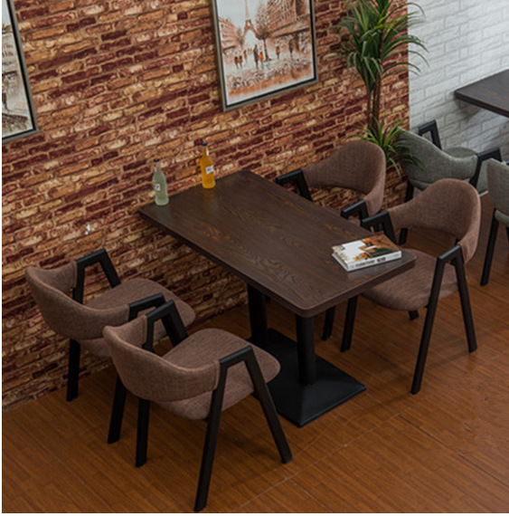 美式咖啡廳西餐廳實木餐桌椅組合 復古鐵藝實木餐廳桌椅可定製批發・進口・工廠・代買・代購