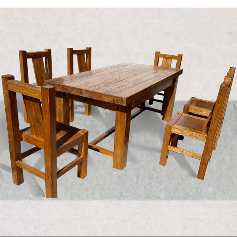 廠傢直銷批發餐桌 快餐桌椅 全實木桌子 老榆木快餐桌椅組合工廠,批發,進口,代購