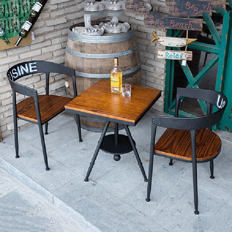 酒吧咖啡店圓形方形復古桌椅休閒椅子實木創意鐵藝酒店餐廳咖啡椅工廠,批發,進口,代購