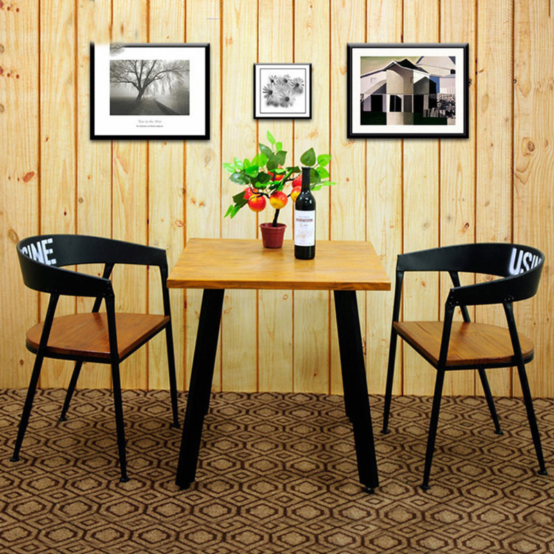 美式復古鐵藝實木餐桌椅 休閒傢用客廳餐桌椅咖啡廳桌椅組合定製批發・進口・工廠・代買・代購