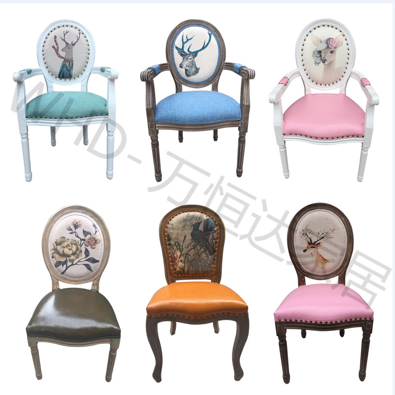 餐椅 歐式實木復古休閒餐椅美式簡約咖啡廳酒店餐椅做舊扶手椅子工廠,批發,進口,代購