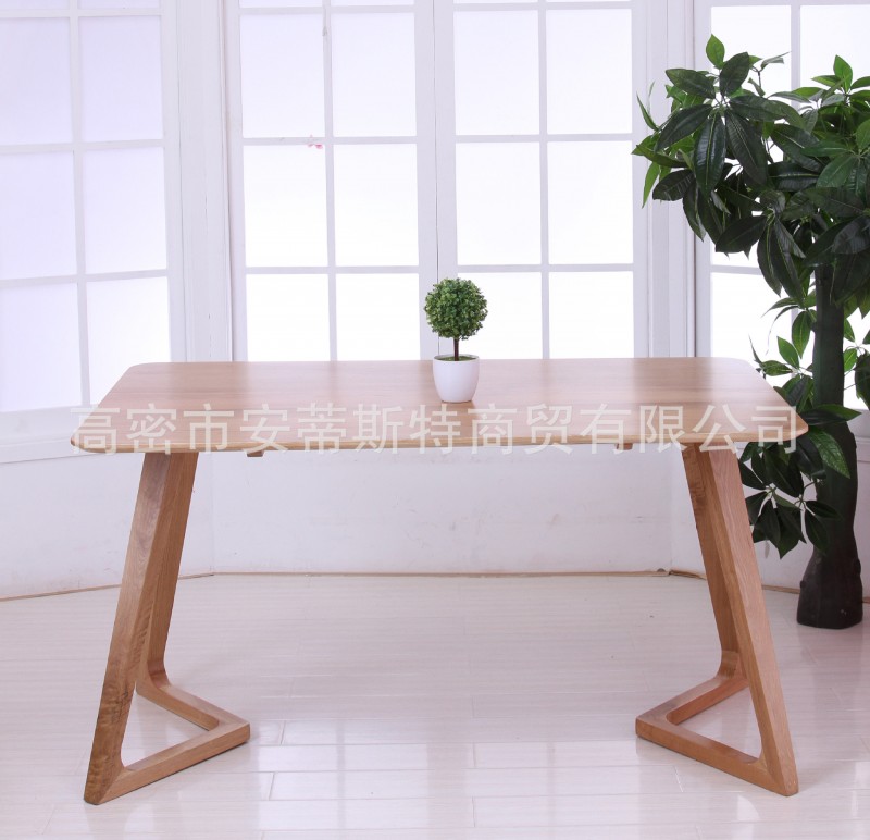 實木餐桌橡木Z型腿4 6人餐桌椅簡約休閒小戶型北歐宜傢 原木傢具工廠,批發,進口,代購