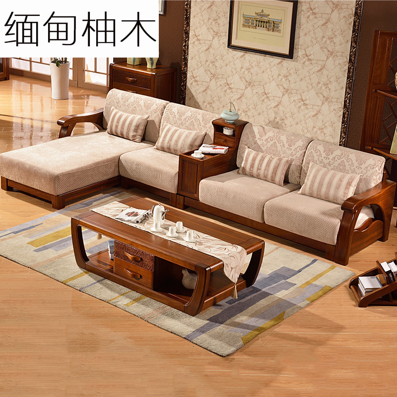 大小戶型客廳傢具轉角沙發組合貴妃功能可拆洗佈藝組合沙發新中式批發・進口・工廠・代買・代購
