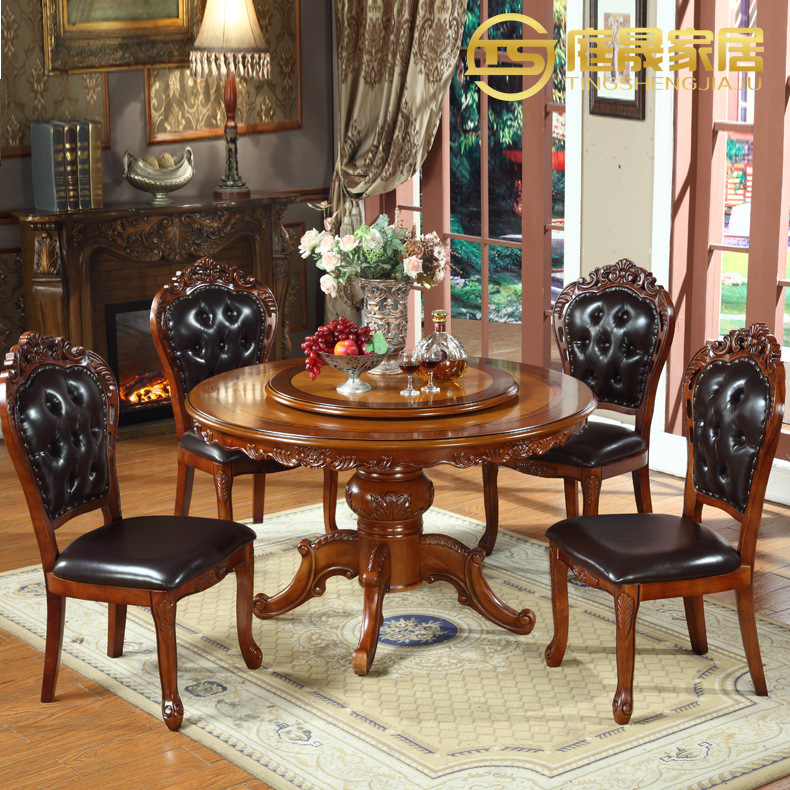 圓桌 歐式圓餐桌椅組合 美式實木圓餐桌 圓形餐桌1.3米1.5米餐桌工廠,批發,進口,代購