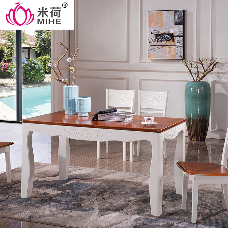 廠傢直銷批發 地中海風格實木餐桌椅組合6人 方形傢用飯桌 特價工廠,批發,進口,代購