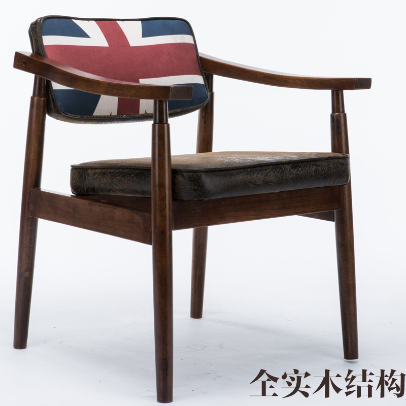 實木餐椅簡約美式實木椅子餐廳椅咖啡廳桌椅復古酒店餐椅北歐木製工廠,批發,進口,代購