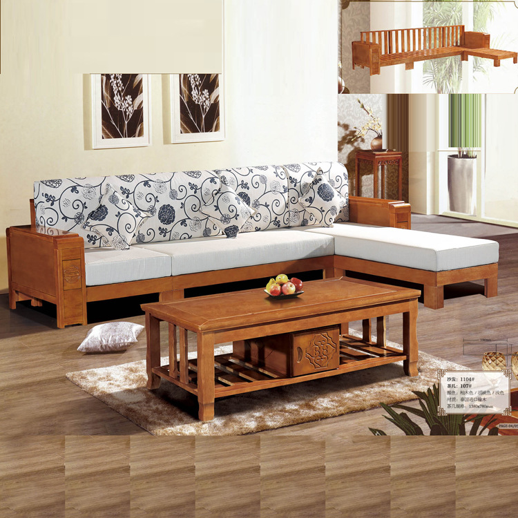 特價小戶型現代中式橡木佈藝轉角沙發組合1104客廳全實木傢具批發批發・進口・工廠・代買・代購