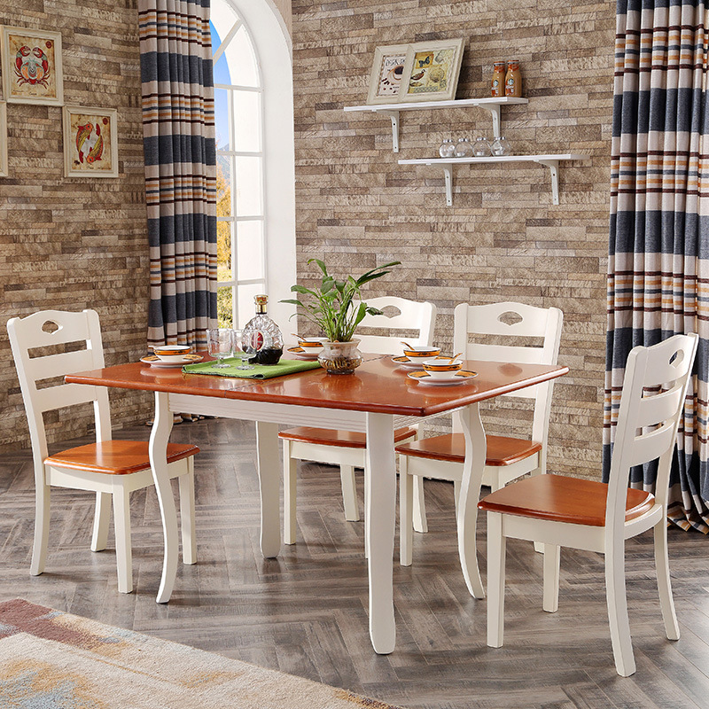 實木餐桌椅組合地中海餐桌椅 小戶型兩用折疊拉伸6人長方形飯桌子工廠,批發,進口,代購