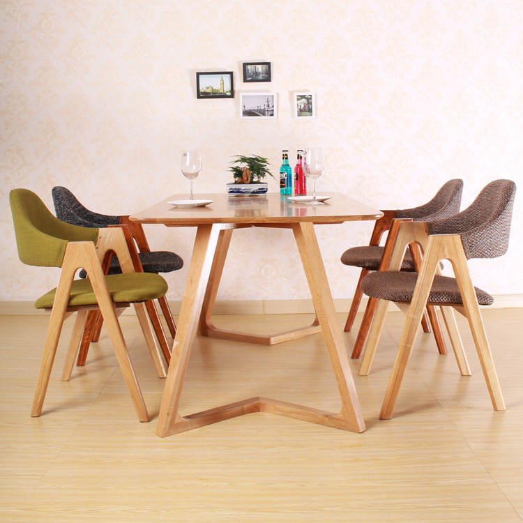 宜傢創意小戶型餐桌椅組合新款拐腿白橡木餐桌 北歐宜傢椅子實木批發・進口・工廠・代買・代購