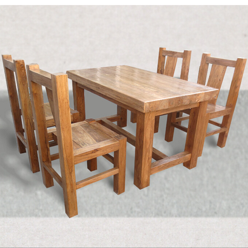 廠傢批發餐桌 快餐桌椅 老榆木餐廳桌子 實木傢具餐桌椅組合批發・進口・工廠・代買・代購
