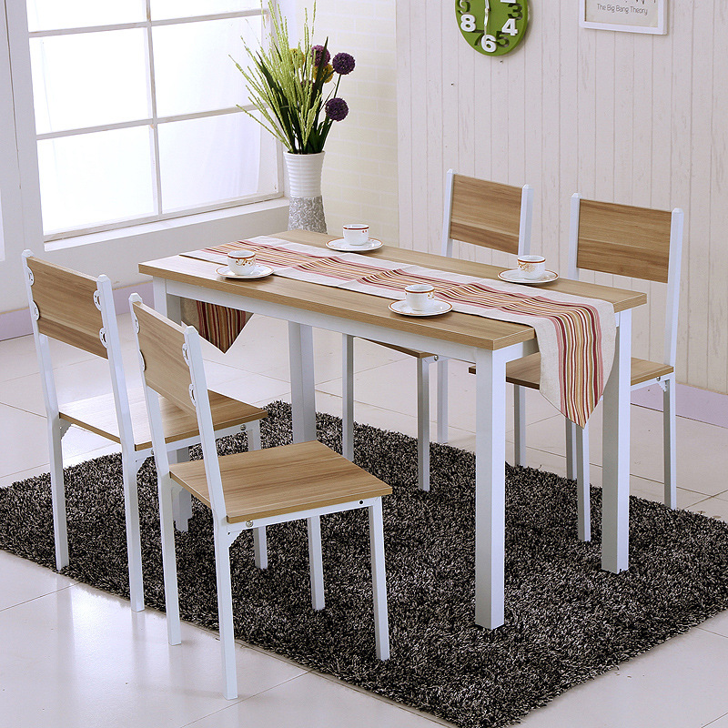廠傢直銷簡約餐桌 長方形鋼木餐桌椅組合傢用小戶型批發・進口・工廠・代買・代購