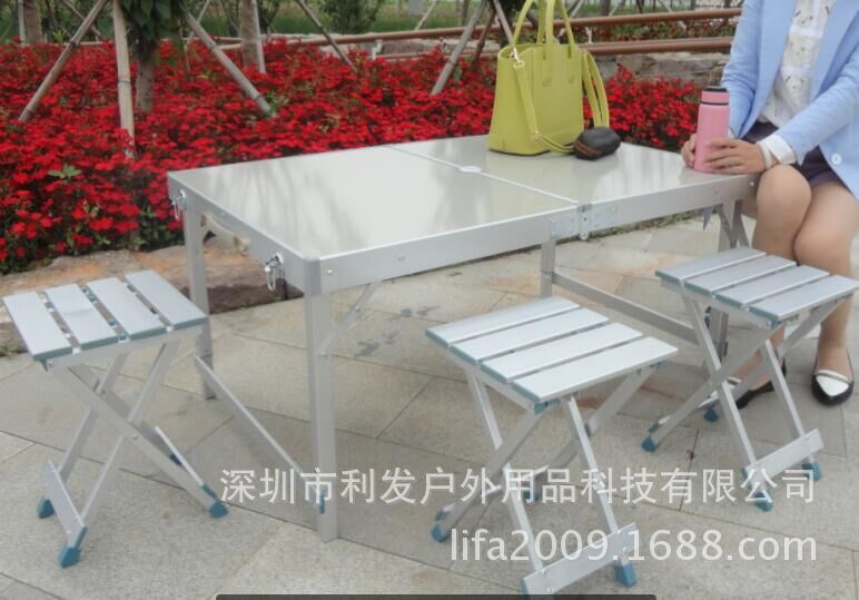 雙層包邊鋁合金折疊桌椅,高檔便攜戶外桌椅,活動桌可印LOGO批發・進口・工廠・代買・代購