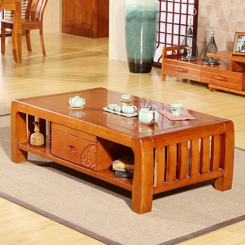 全實木茶幾現代中式松木組裝客廳實木傢具簡約儲物方形功夫茶桌批發・進口・工廠・代買・代購