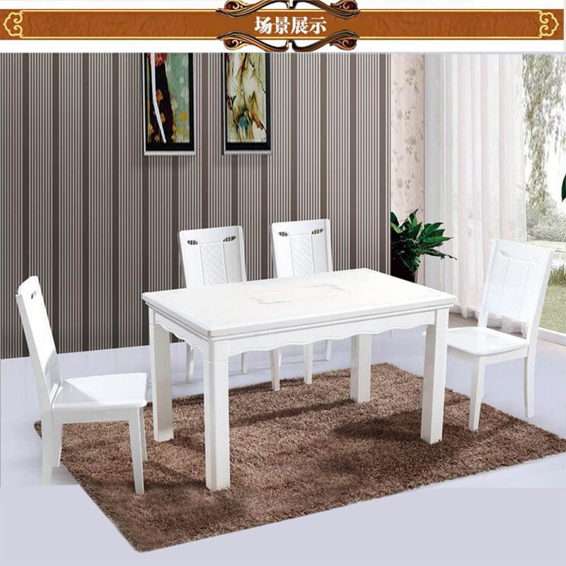 廠傢直銷桌子椅子現代實木餐桌米白色一桌四六椅組合可定製可代發批發・進口・工廠・代買・代購