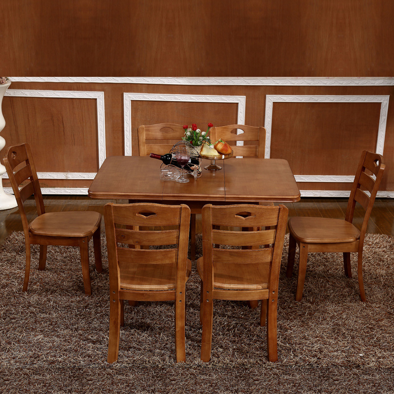 特價折疊伸縮實木餐桌椅組合4人6現代中式小戶型木質飯桌橡木餐臺批發・進口・工廠・代買・代購
