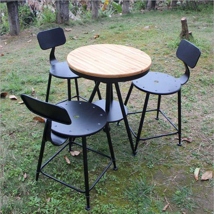 歐式鐵藝實木餐桌椅組合 戶外咖啡廳休閒成套餐桌椅 可定做批發・進口・工廠・代買・代購