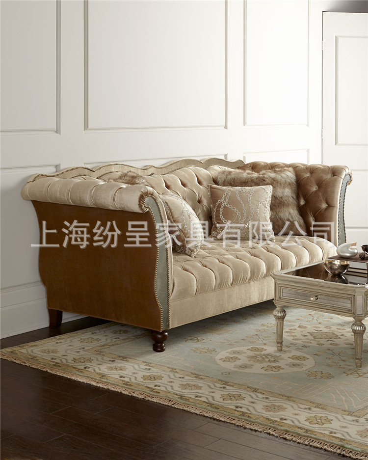 雙色歐式佈藝沙發 新款歐式沙發 高檔絲質感歐式佈藝沙發定製上海批發・進口・工廠・代買・代購