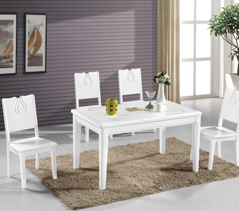 爆款餐桌椅 現代白色松木快餐桌飯桌組合長方形 117玻璃批發批發・進口・工廠・代買・代購