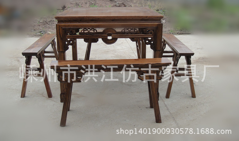 餐桌 實木傢具 一桌四椅 仿古明清 中式銅錢八仙桌 特價銷售批發・進口・工廠・代買・代購