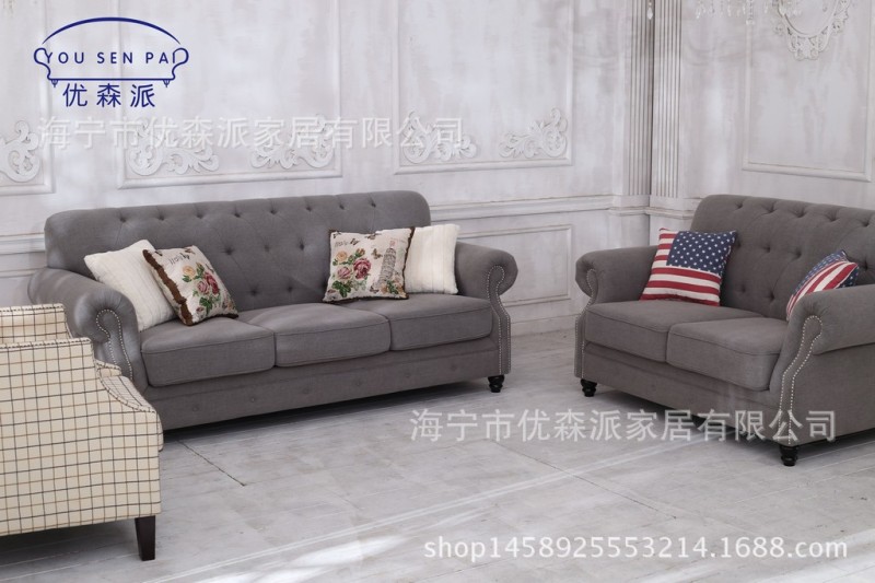 美式傳統古典佈藝沙發   棉麻材質  抱枕可隨意搭配批發・進口・工廠・代買・代購