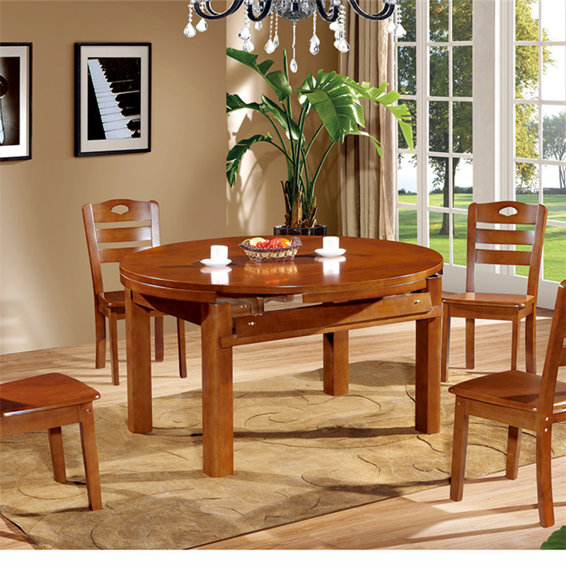 批發實木折疊餐桌可伸縮餐桌小戶型圓桌椅組合橡木簡約桌子工廠,批發,進口,代購