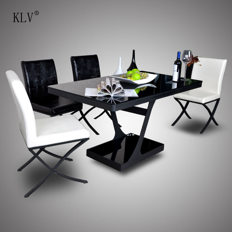 廠傢直銷玻璃餐桌椅組合簡約創意傢用雙層餐廳飯桌金屬小戶型桌子工廠,批發,進口,代購