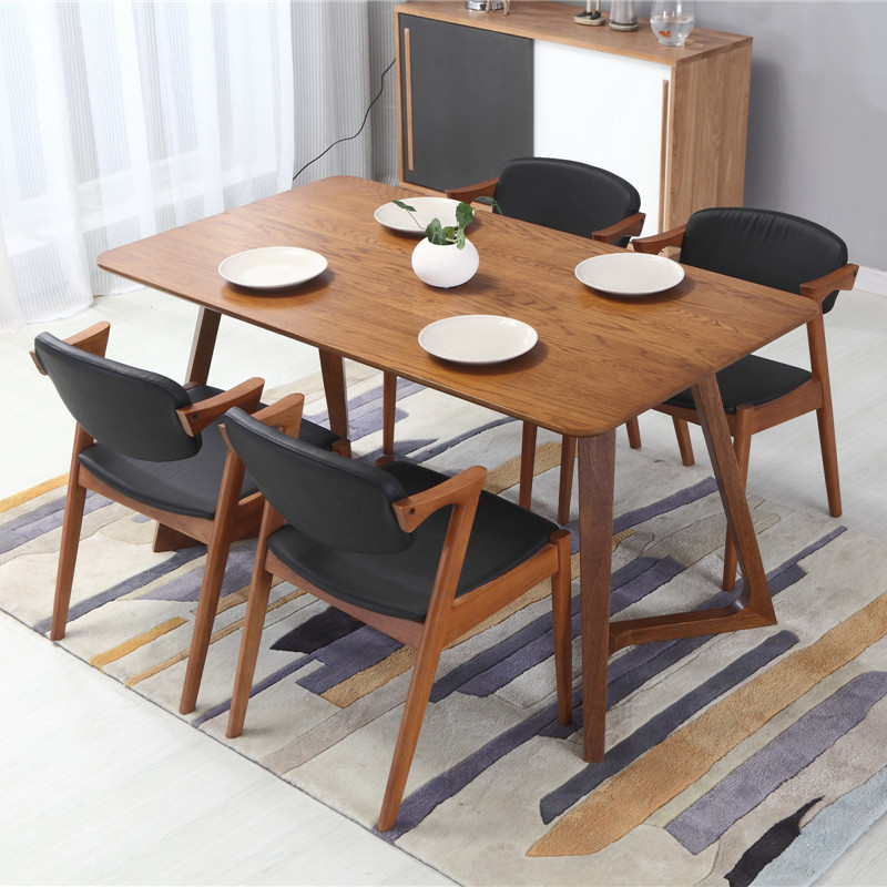 胡桃木色餐桌椅組合全實木日式宜傢餐廳傢具一桌四椅廠傢批發直銷工廠,批發,進口,代購