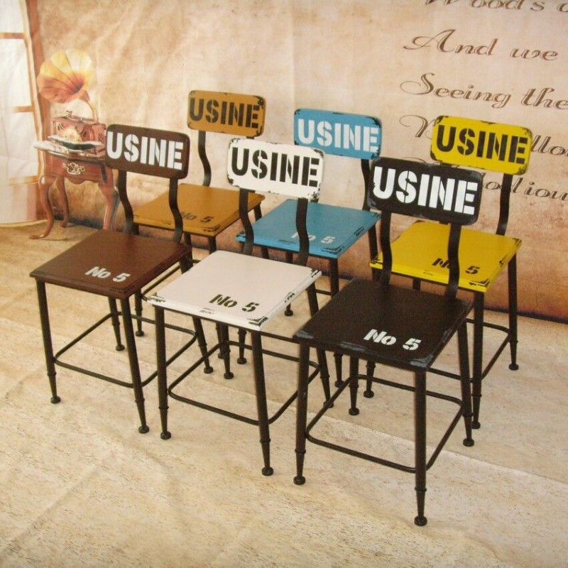 美式loft復古做舊創意餐椅實木鐵藝椅子酒吧椅 咖啡椅靠背休閒椅工廠,批發,進口,代購