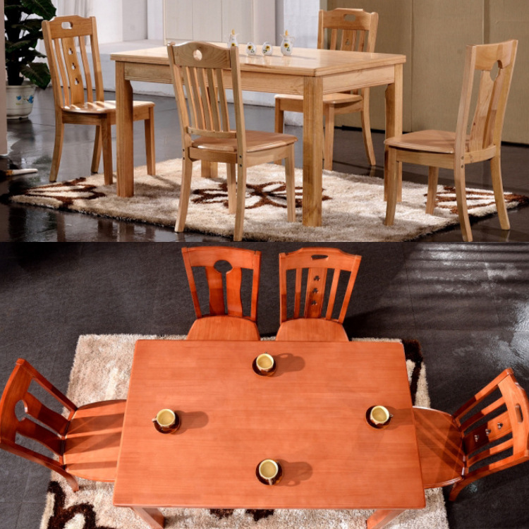 現代簡約小戶型4/6椅實木飯桌傢用餐廳方形桌橡木餐桌椅組合特價工廠,批發,進口,代購