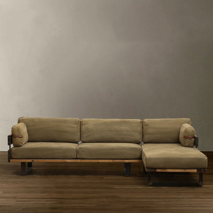 嘉緣 美式復古LOFT風格鐵藝實木沙發組合 做舊實木賴人轉角沙發椅工廠,批發,進口,代購