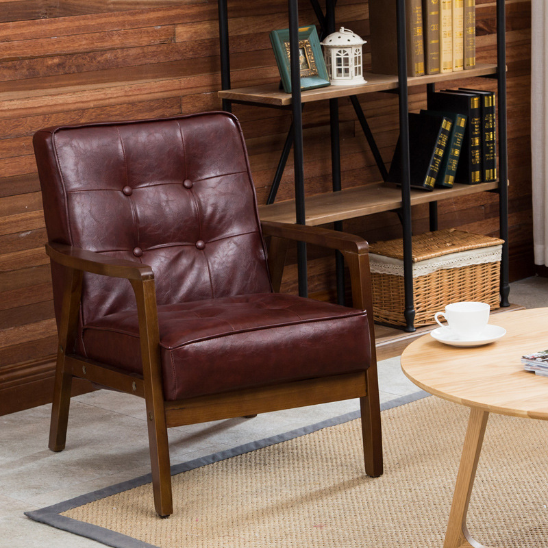 時尚休閒單人沙發椅懶人實木咖啡廳沙發椅美式休閒木架沙發工廠,批發,進口,代購