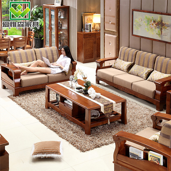 廠傢批發中式傢具客廳實木沙發佈藝組合套裝橡木佈藝沙發組合傢具工廠,批發,進口,代購