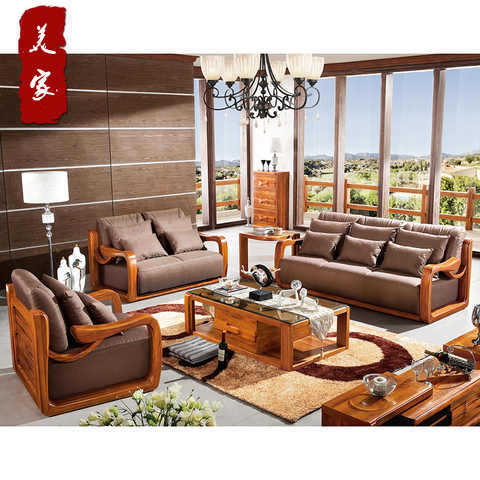 美傢實木沙發組合簡約現代沙發中式客廳實木佈藝沙發傢具Y1203批發・進口・工廠・代買・代購