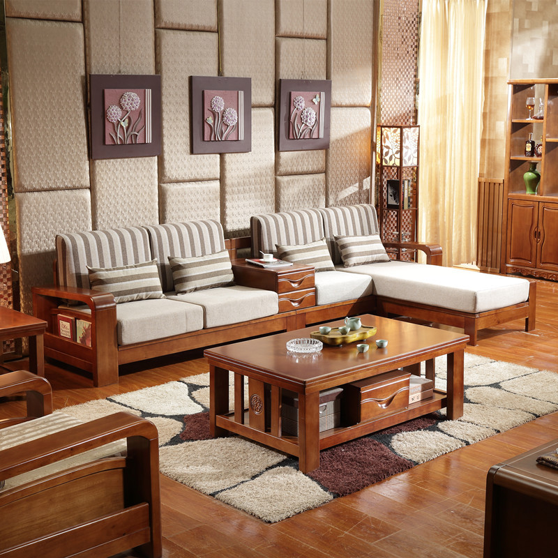 現代中式橡木沙發 客廳組合全實木傢具 高檔轉角沙發特價廠傢直銷工廠,批發,進口,代購