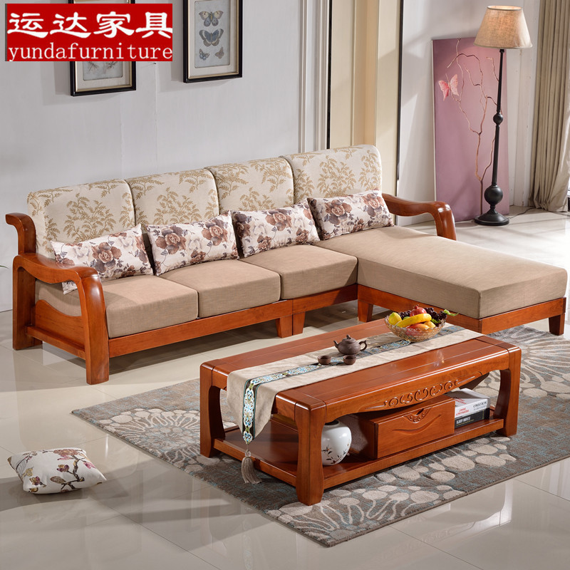 現代新中式實木轉角沙發貴妃純橡木坐墊小戶型客廳沙發工廠,批發,進口,代購