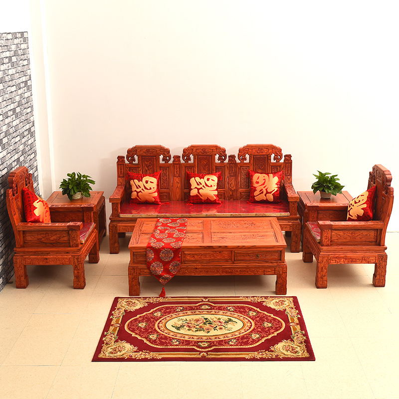 實木沙發 仿古中式榆木 明清傢具 客廳組合沙發 象頭沙發5件套工廠,批發,進口,代購
