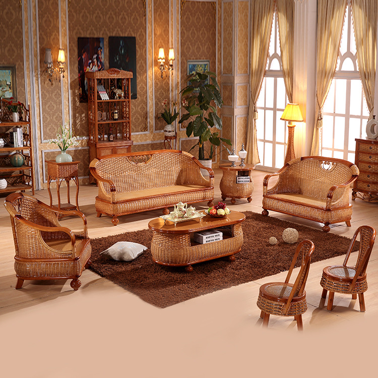 佛山酒店藤傢具批發 客廳編藤中式實木組合沙發 單雙人位工廠,批發,進口,代購